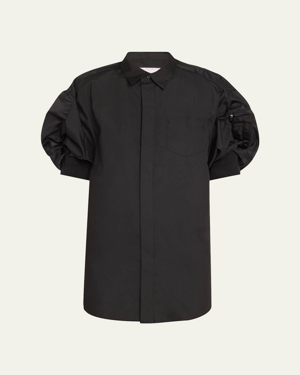 Cargo Sleeve Poplin Mini Shirt Dress